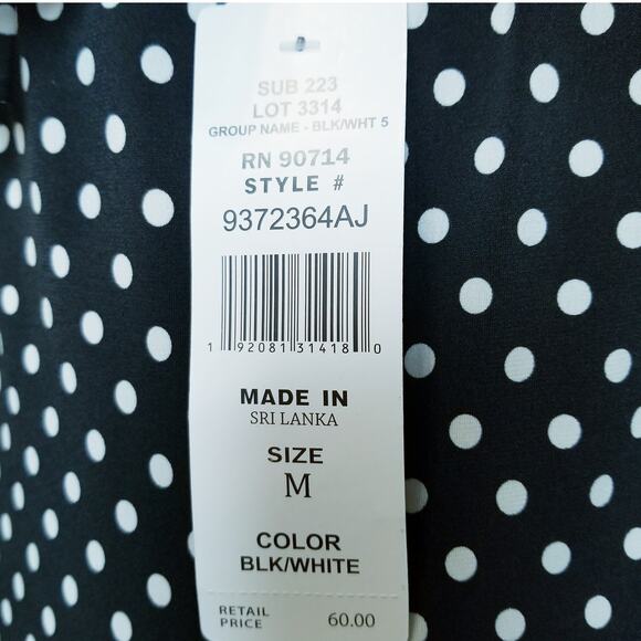 MSK - NWT's-Women's Black/White Polka Dot Short Sleeve Knee Length Dress Size M - Picture 8 of 11
